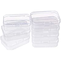 BENECREAT 18 Pack Rectangulos Caja de plastico Transparente con Tapas abatibles para articulos pequeños- Pastillas…